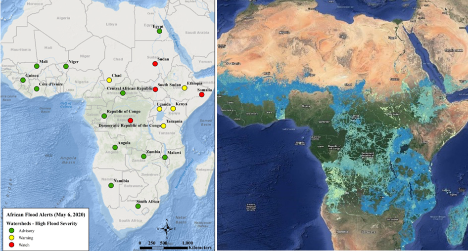 comparison of flood warnings with satellite flooding data over the African continent