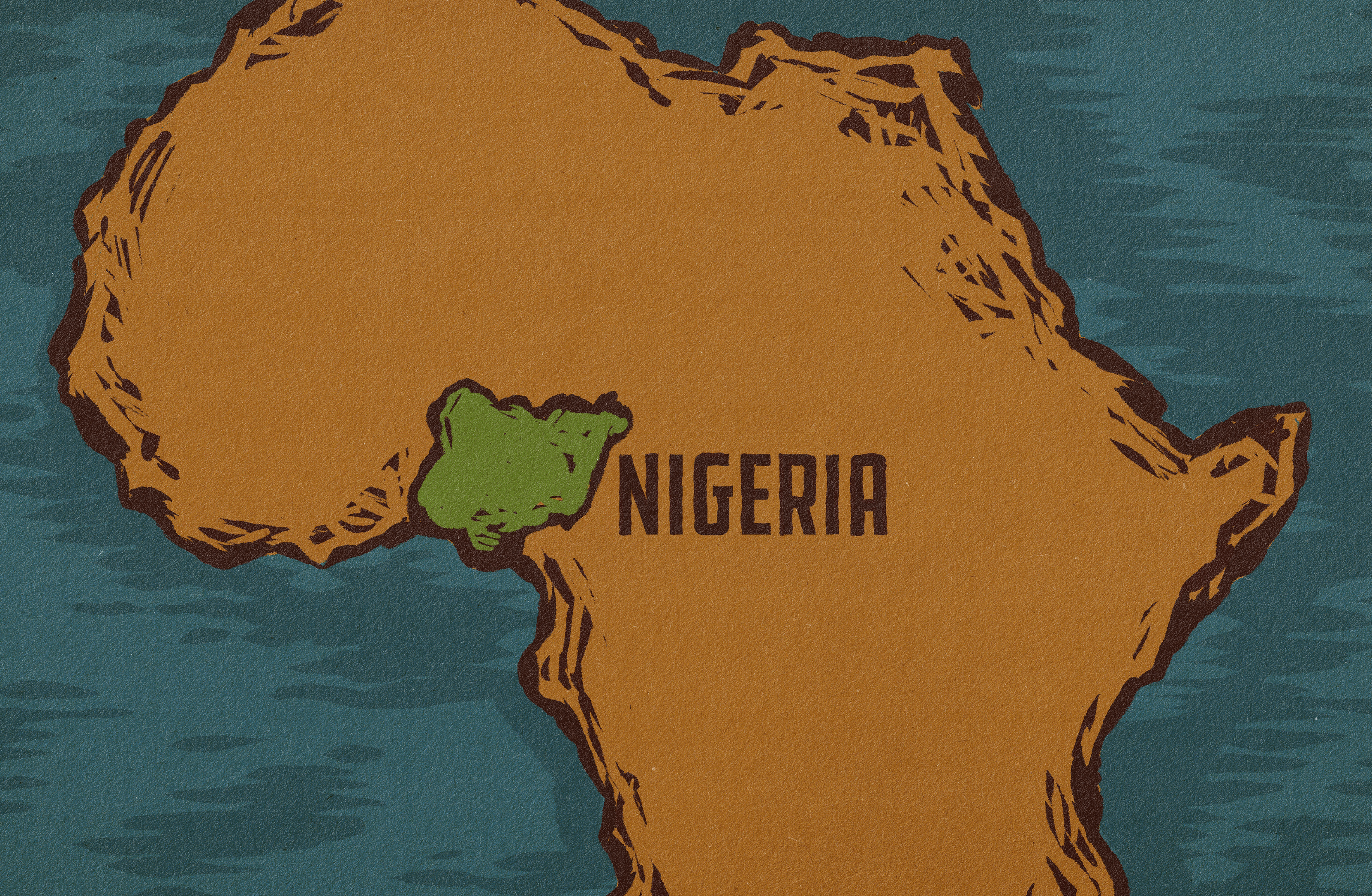 illustrated map of Nigeria within the African continent
