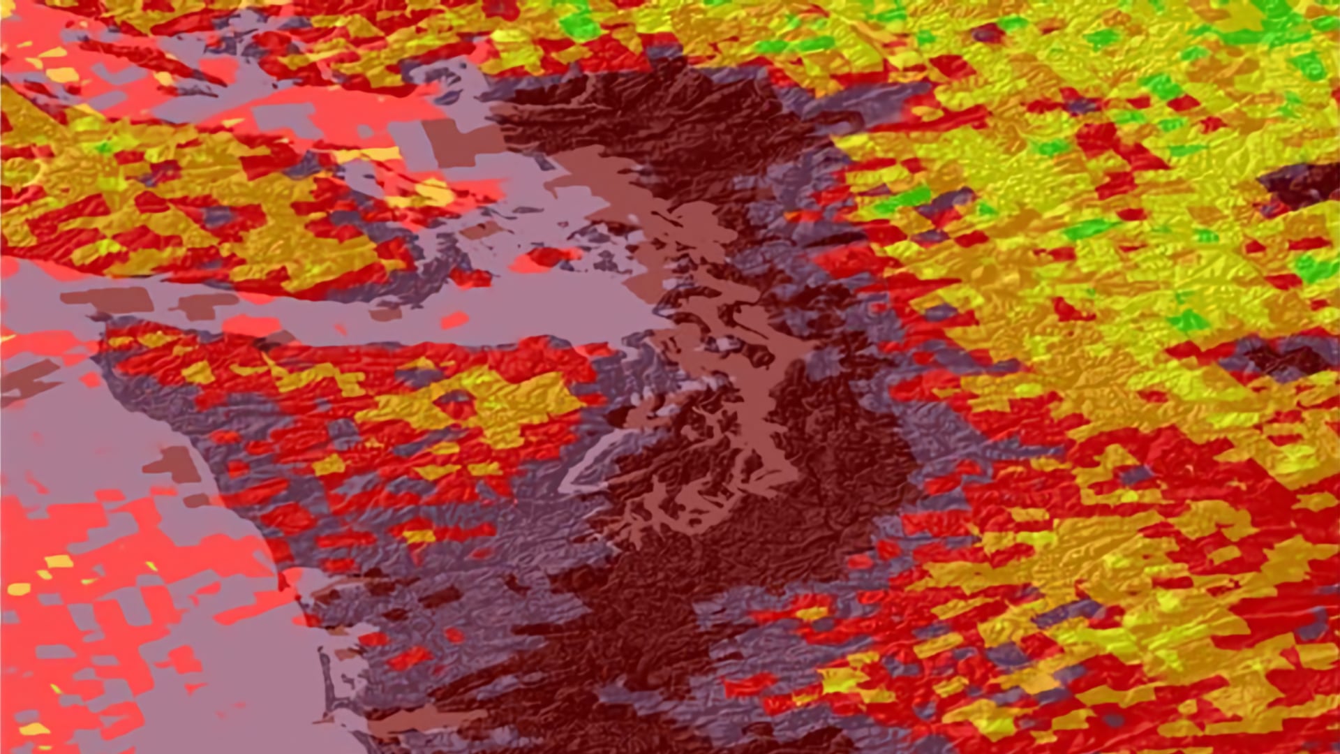Imagery from Sentinel-5P Offline Nitrogen Dioxide dataset over the Puget Sound in Washington State. Data for hillshade sourced from the Shuttle Radar Topography Mission. Aerosol layer has been classified according to the EPA's Air Quality system, with green indicating healthy conditions, to maroon, which indicates hazardous air quality. A poor air quality event is displayed from August 14, 2018, when an inversion was compounded with wildfire particulate coming from British Columbia and western Washington.  Keywords: Public health, MODIS, MAIAC, Sentinel-5P TROPOMI, Google Earth Engine, CALIPSO CALIOP
