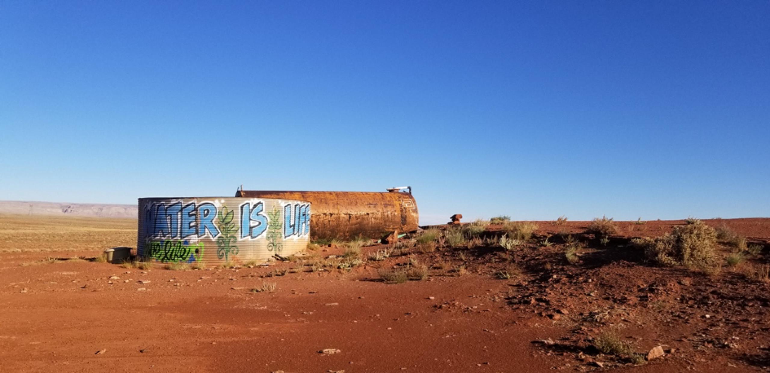 A water tank on the Navajo Nation near Grey Mountain, Arizona.