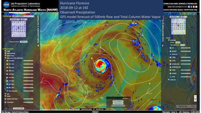 Image of a screenshot of the North Atlantic Hurricane Watch web portal.