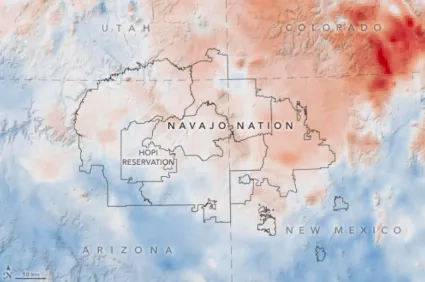 A map of the Navajo Nation showing precipitation data