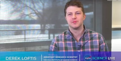 Screenshot of NASA Science Live TV program showing scientist Derek Loftis