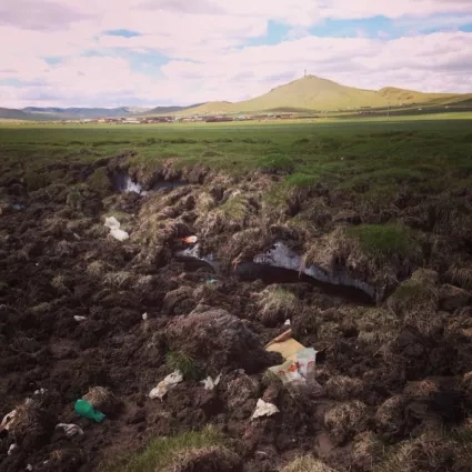 photo of permafrost thawing in Mongolia