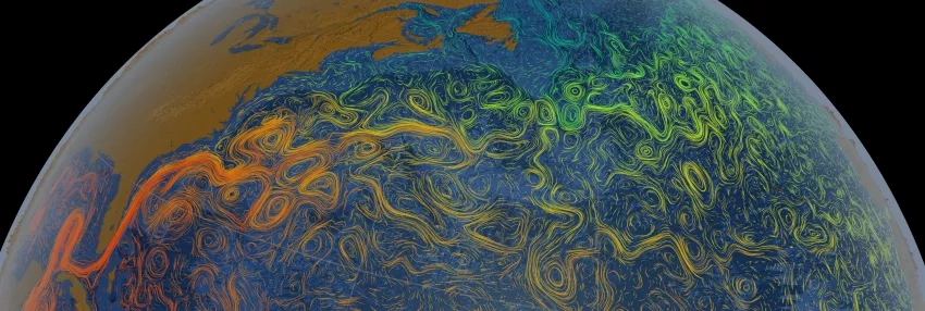 Data visualization of sea surface currents and temperatures