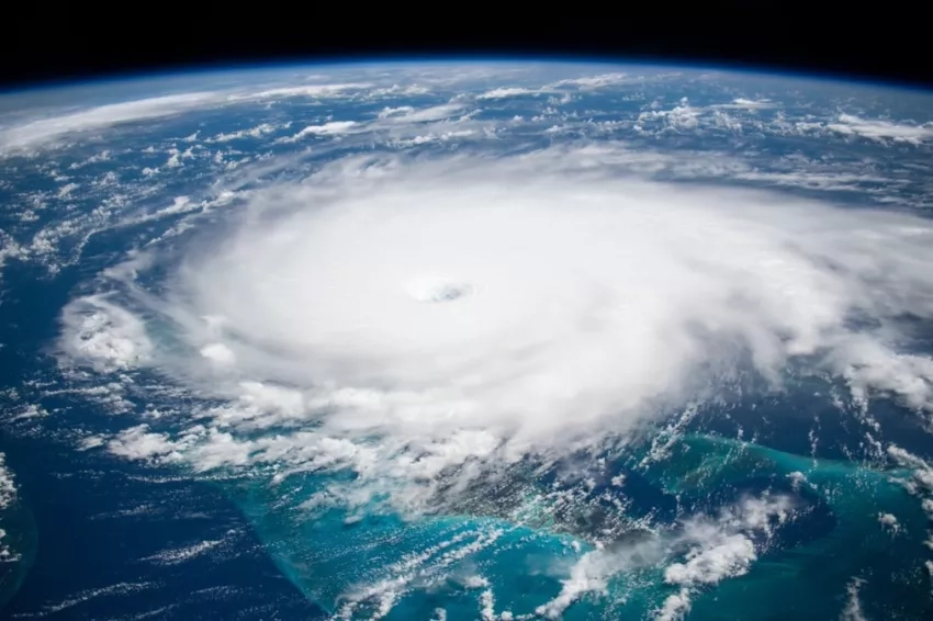 Astronauts onboard the ISS capture an image of Hurricane Dorian moving over the Caribbean on Sep. 1, 2019. Imagery from the ISS can provide decision makers with near real time data to support disaster response and recovery. Credit: NASA, ISS