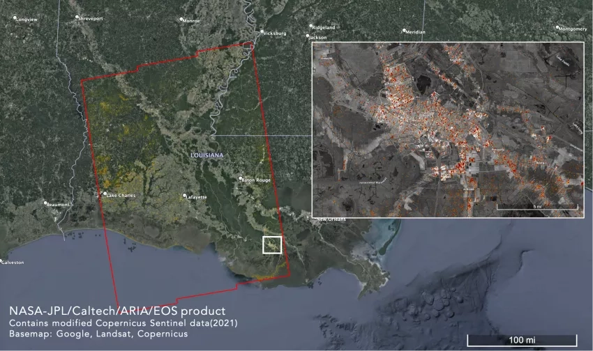 Damage proxy map of Louisiana. 