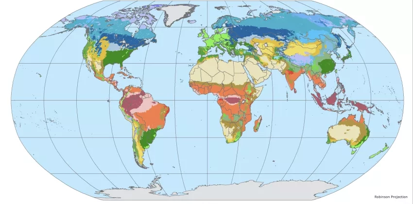 map of world showing population and climate data
