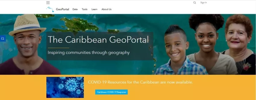 Screenshot of the Caribbean GeoPortal