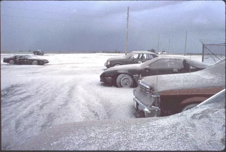 Ashfall from Mount Pinatubo's 1991 eruption covers vehicles near Clark Air Base in a snowlike blanket of tephra deposit on June 16, 1991. Credits: USGS/R.P. Hoblitt