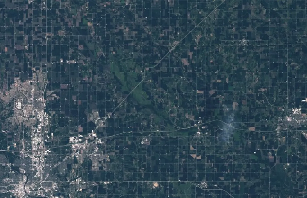 Satellite image of Iowa fields