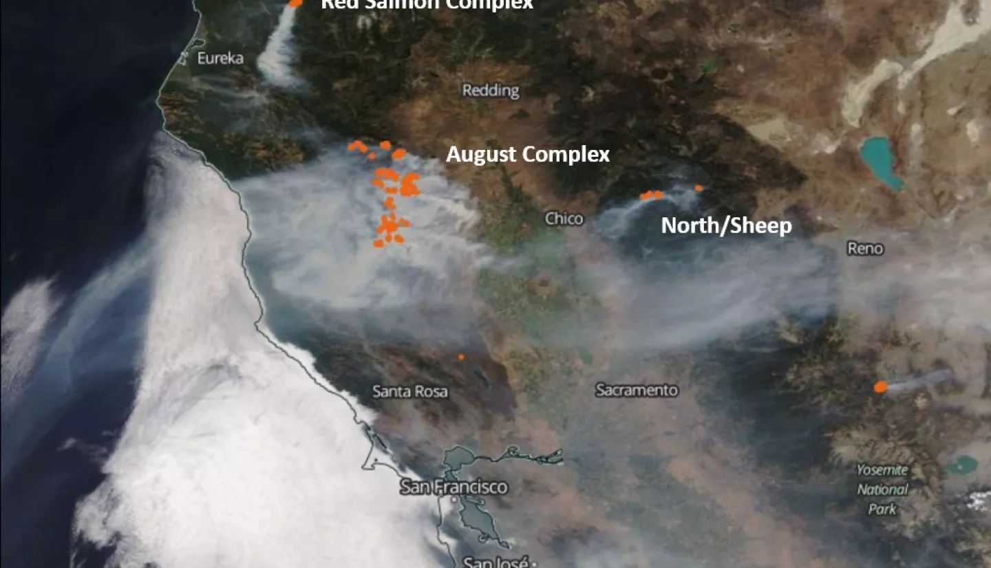 MODIS data from California fires