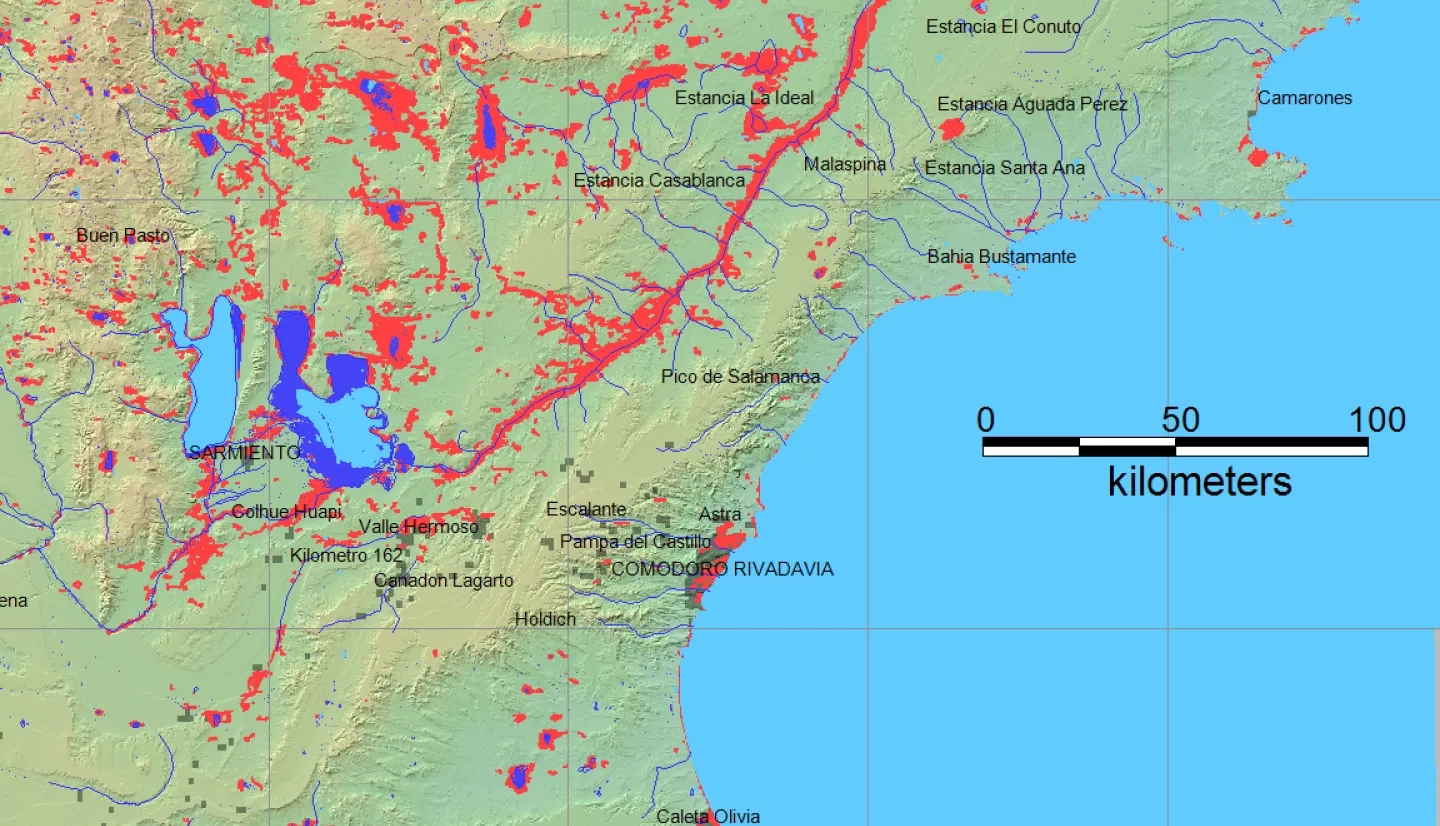 Flood extent map from the 2017 floods in Argentina. 