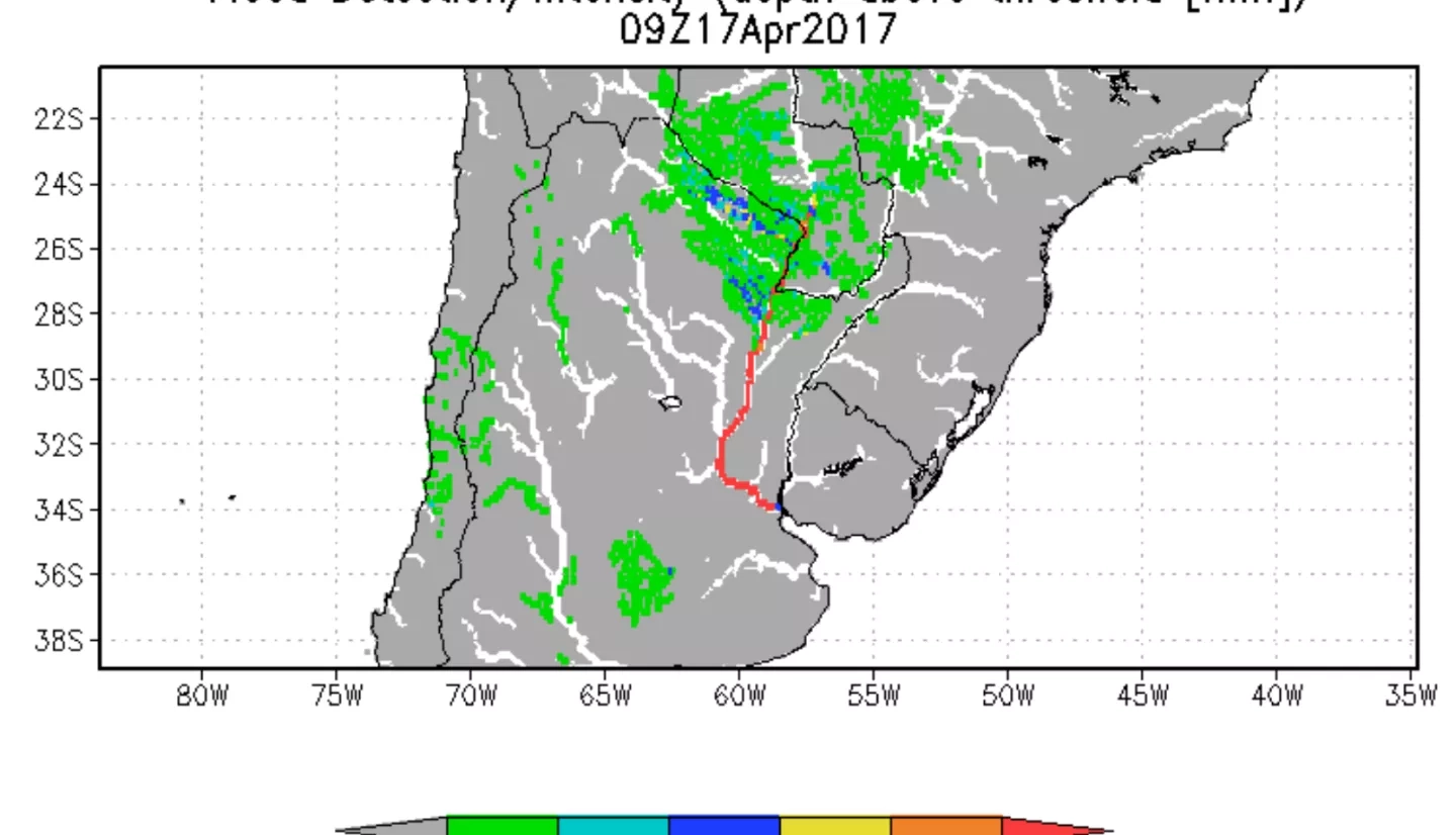 GFMS flood detection map for 2017 Argentina floods