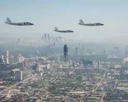 Planes flying over city in Texas