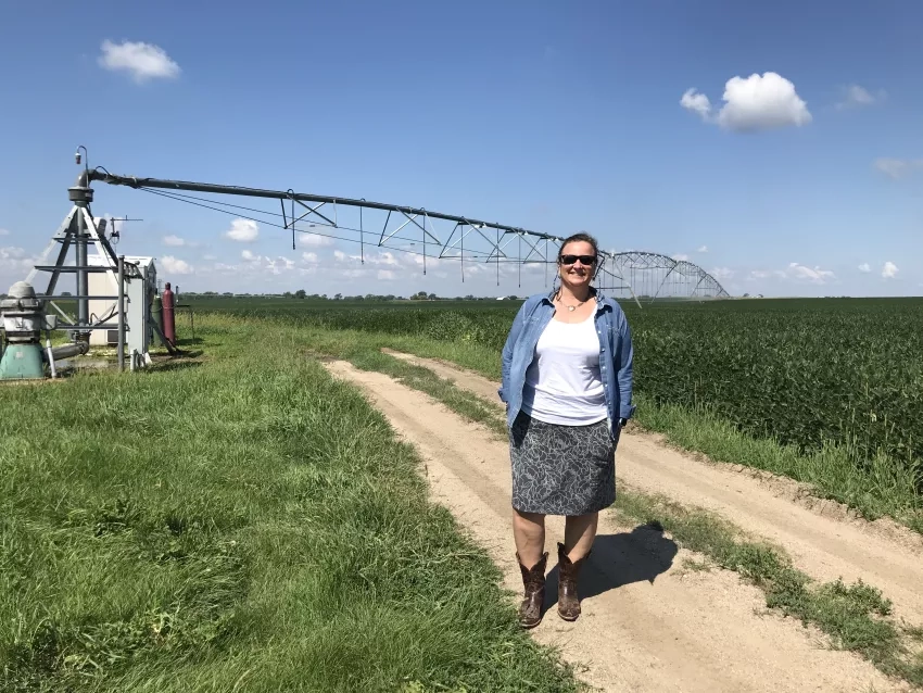 woman standing in a Nebraska field