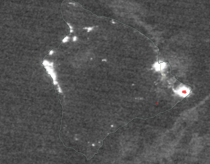 Image of VIIRS Day/Night Band and Thermal Anomalies from the Kilaeua Eruption