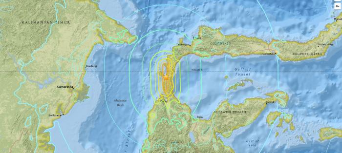 map of Sulawesi Island earthquake