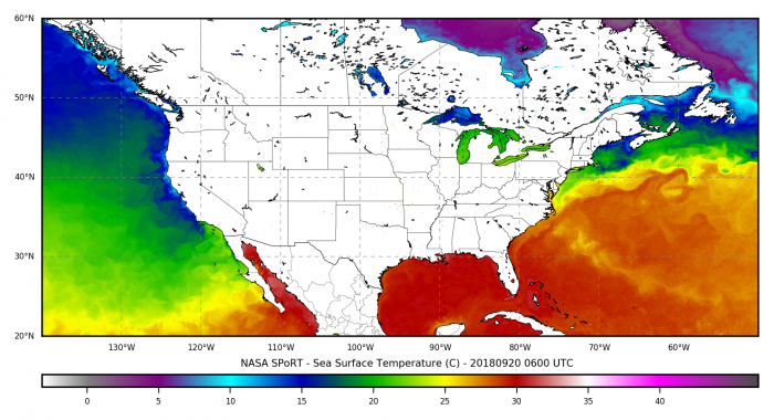 Composite image of SPoRT Sea Surface Temperature.