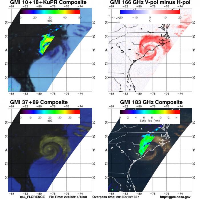Images of Microwave radiometer brightness temperatures of Hurricane Florence