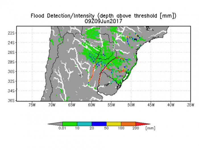 Image of GFMS Flood Detection and Streamflow Maps for 2017 Uruguay Flooding