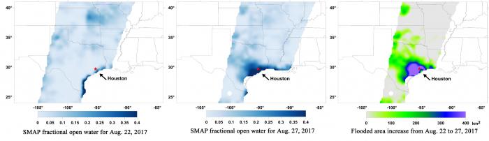 Images generated with data from NASA's Soil Moisture Active Passive (SMAP) satellite illustrate the surface flooding caused by Hurricane Harvey from before its initial landfall through August 27, 2017.