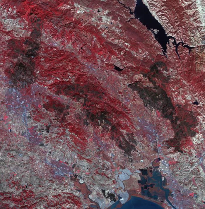  image from NASA's Terra Satellite acquired on Oct. 21, 2017, shows the growing fire scar on the landscape.