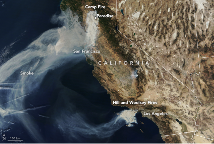 MODIS natural-color image of coastal California 