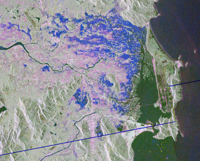 Images of NASA's color coded SAR based flood detection maps reveal extensive flooding in areas of Vietnam.