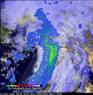 Image of rainfall from the Feb. 17 that brought moderate to somewhat heavy rain initially to parts of the northern Sacramento Valley and along and inward from the coast from about Big Sur southward to Los Angeles.