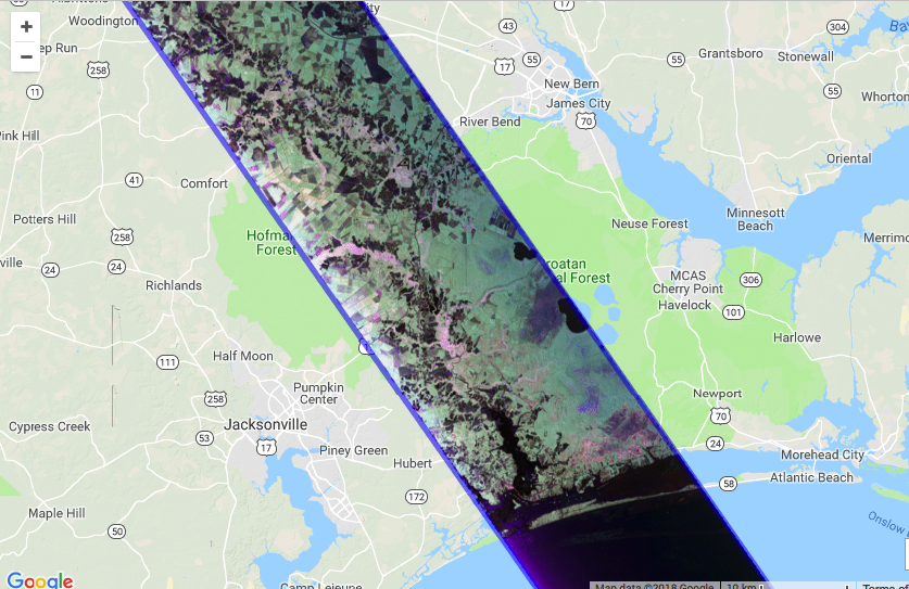 UAVSAR captured polarimetric image of Croatan National Forest, North Carolina.