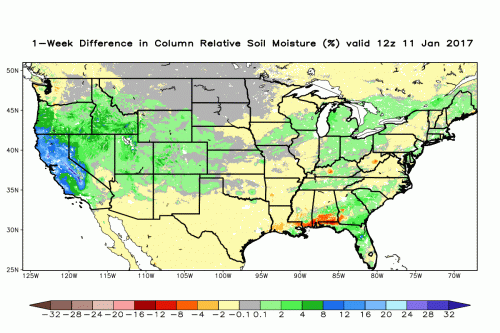 Image of one week difference in column relative soil moisture 