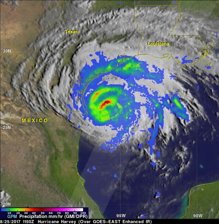Radar image that measures the intense Rain in Hurricane Harvey