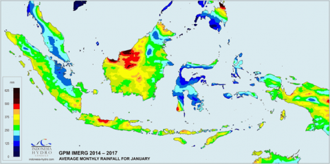 Average annual rainfall in Indonesia for January 2014–2017, GPM IMERG (INDONESIA HYDRO™ CONSULT)
