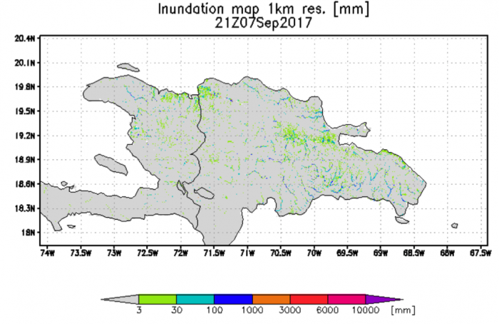 Image of chart of heavy rainfall in Haiti and Domincan Republic produced river flooding as Irma skirted to north of island.