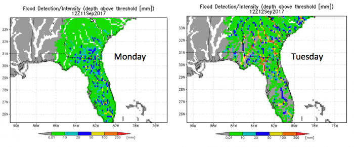 Image of flood detection intensity of Florida