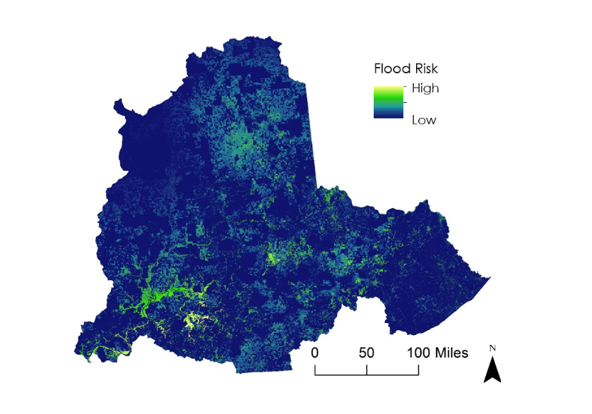A flood risk map for the lower Ohio River Valley