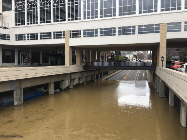 Ohio River flooding in downtown Louisville, February 2018.