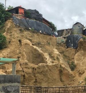 Landslide-susceptible settlements in the Kutupalong refugee camp in South Bangladesh. Credit NASA Goddard Space Flight Center