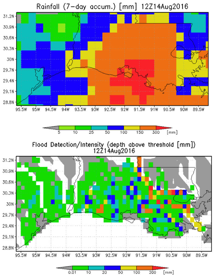 Maps of GFMS flood detection / intensity
