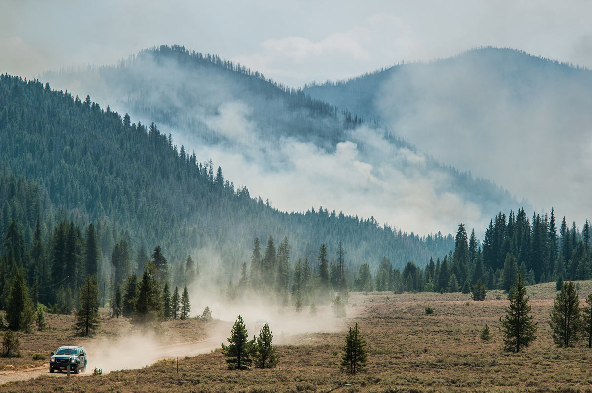Smoke from the Beaver Creek Fire in Idaho on August 20, 2013. 