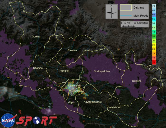 SPoRT Satellite Imagery of Post Earthquake in Nepal Districts