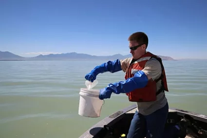 Photo of water testing in Utah Lake, Utah