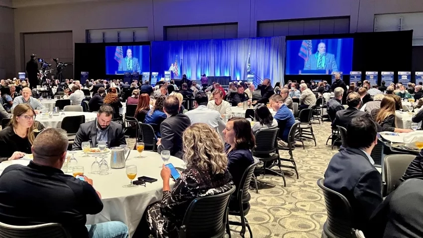 Emergency management professionals gather for the Networking and Awards Luncheon at the International Association of Emergency Managers (IAEM) Conference in Grand Rapids, Michigan, Monday, Oct. 18, 2021 Credits: NASA/Seph Allen