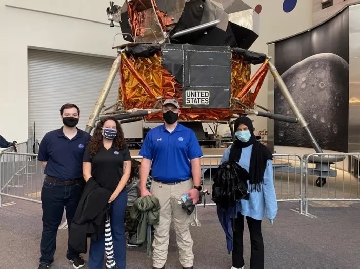Eric visits the National Air and Space Museum in Washington, DC on Oct. 29, 2021; From left to right- Eric Baca, Jennifer Paris, Brady Helms, and Mayeesha Masud