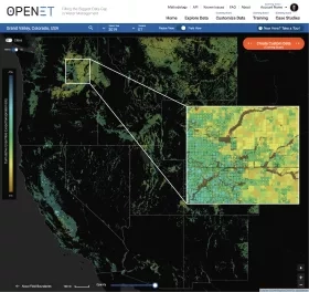 Screenshot of the OpenET system showing Colorado data