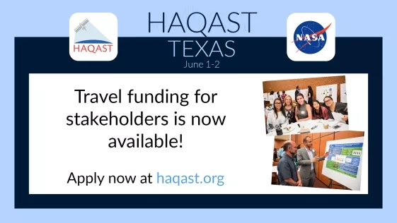flyer advertising travel funding for HAQAST 2022