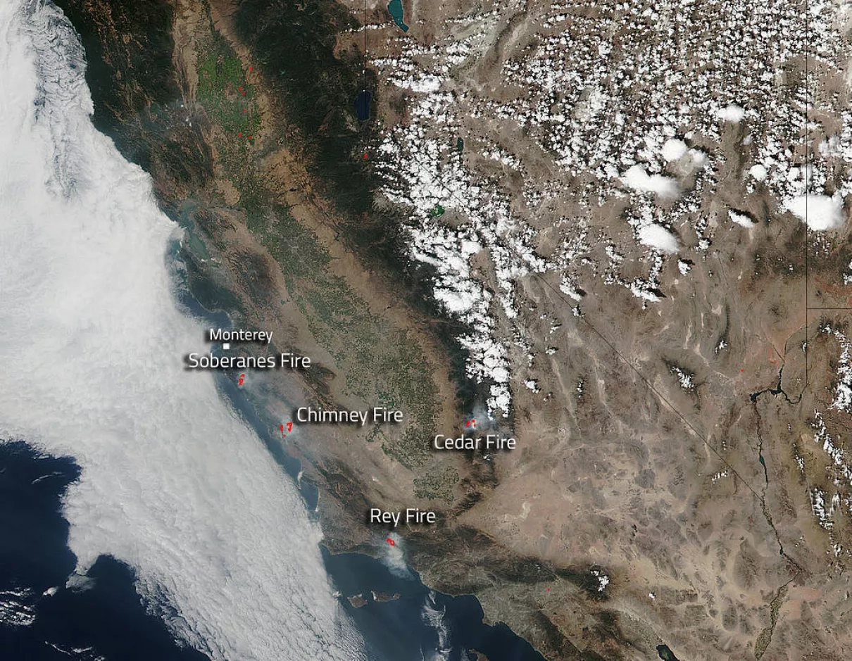  satellite's VIIRS captured this image of all four fires