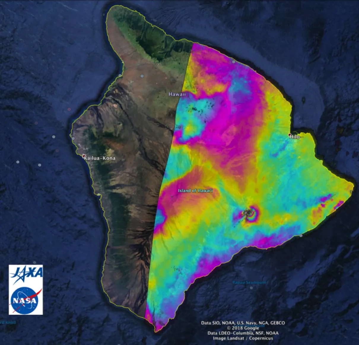 Image of JAXA ALOS-2 Interferograms from the Kilauea Eruption
