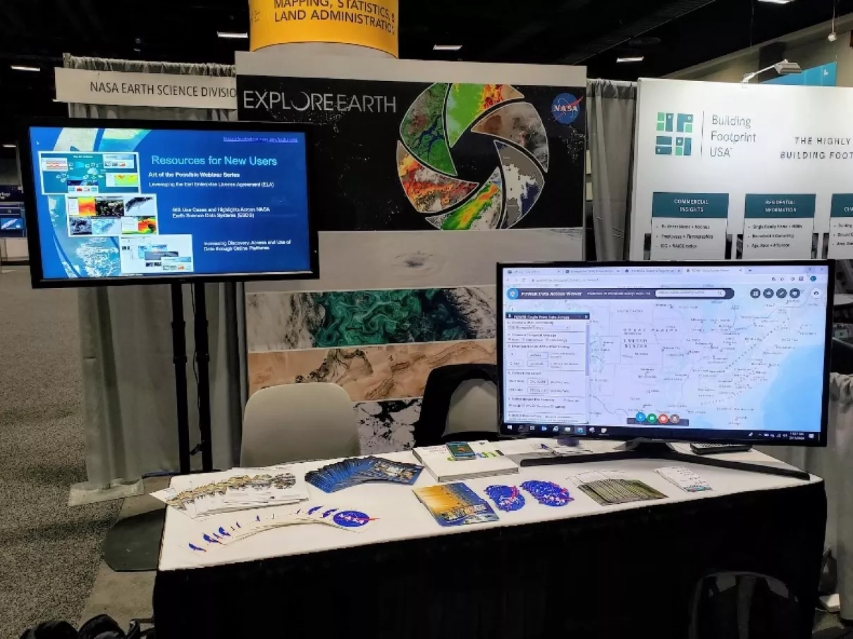 The NASA booth ready to go at the Esri Fed GIS conference in Washington DC, February 2020.